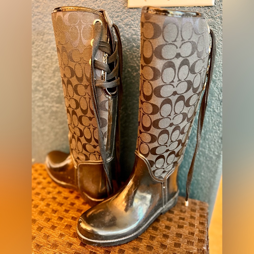 Coach Women's Tristee Black Rain Boots
